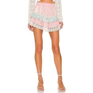 LoveShackFancy Tanisha Ruffle Skirt In Blue Moon Sands Size Large